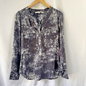 Ulla Johnson Size 4 Women’s 100% Silk Gray Blouse Top Popover Luxury Button
